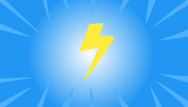 pop art blue comic background with cartoon lightning flashes