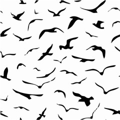 Seamless Seagull Pattern - Wh...