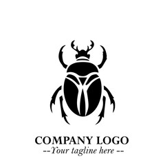 Beetle Logo Symbol in Black on the White Background with Simple Modern Insect Design