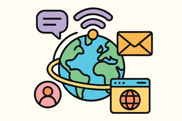 Global communication and internet concept vector