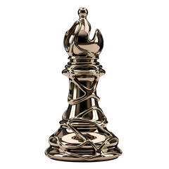 Golden chess bishop piece isolated on white background studio shot.