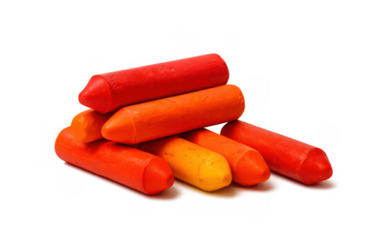 Warm crayons forming a pile, inspiring childhood creativity, drawing, and happy colorful art lessons, transparent background