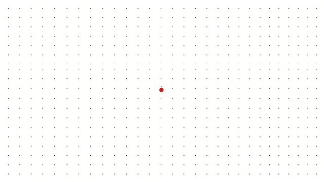 A precise dot matrix pattern with a single dot deviating from its trajectory. 