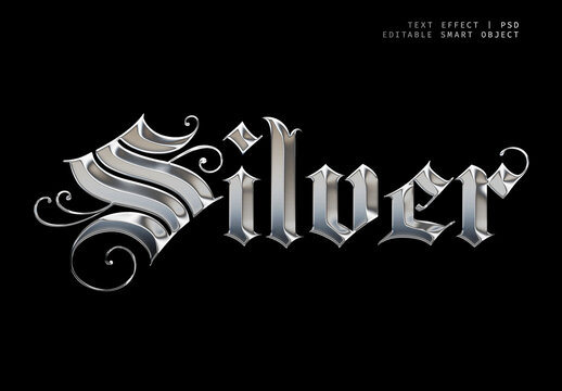 High-Gloss Chrome Text Effect