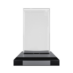 3d render of award glasses trophy acrylic in square shape. transparent background