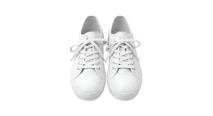 Pair of White Leather Sneakers with Laces.