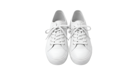 Pair of White Leather Sneakers with Laces.