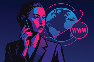 Global communication and internet concept vector