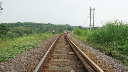 Railway Track Perspective View at sunset