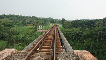 Railway Track Perspective View at sunset