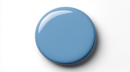 Glossy Blue Round Button On White
