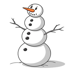 Illustration of a snowman with carrot nose