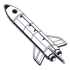 Illustration of a space shuttle in monochrome