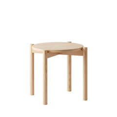 Minimalist Wooden Stool with Round Seat and Four Legs.