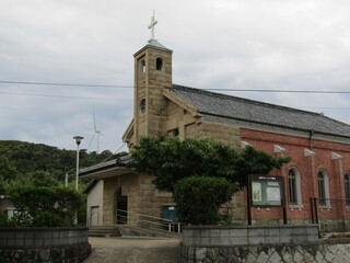 長崎県平戸市生月島、カクレキリシタン発見の碑もあるカトリック山田教会