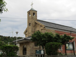 長崎県平戸市生月島、カクレキリシタン発見の碑もあるカトリック山田教会