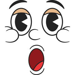 Surprised Cartoon Face With Wide Open Mouth Black Eyes And White Background Expressing Shock And Astonishment A Simple Graphic Illustration