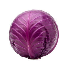Vibrant Red Cabbage Head Isolated on White Background.