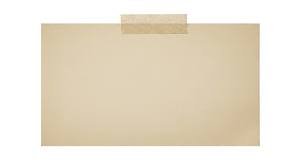 Blank aged brown paper note element secured with masking tape for message mockups and design. isolated PNG with Transparent Background