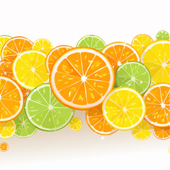 Obraz premium A refreshing background created with sliced citrus fruits highlighting their radiant orange and yellow segments.