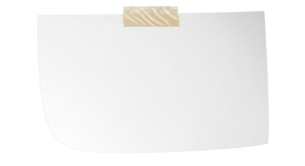 Blank white paper sheet attached with wooden masking tape for design mockups isolated PNG with Transparent Background