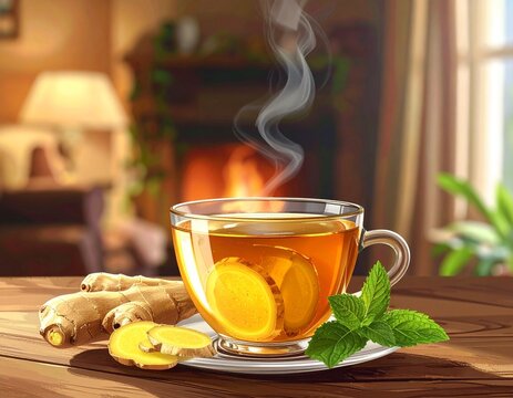 cup of tea with ginger