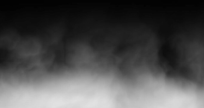 ( Rising wall of endless smoke and steam abstract background video. Black white grey fog motion texture with soft fade and gradient light. Misty haze effect in continuous loop. Atmospheric vapor backd