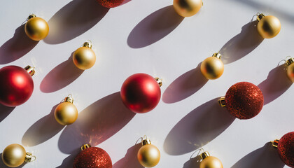 Red Christmas Ornaments on White