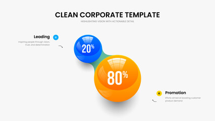 Company Planning 2 Element Graph Slideshow Template. Enterprise Proposal Slide Design Vector Illustration. Service Strategy Two Option Chart Frame Layout.