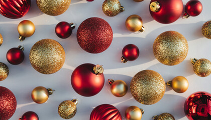 Red Christmas Ornaments on White