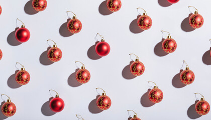 Red Christmas Ornaments on White