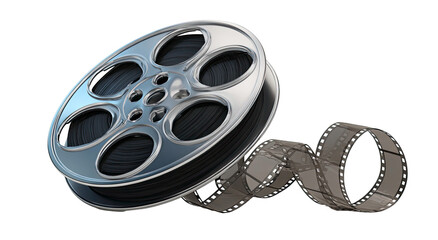 Realistic 3d rendering of a film reel perfect for projects on transparent background