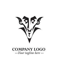 Obraz premium Head of Dracula Logo Symbol in Black on the White Background with Horror Minimal Vector Design