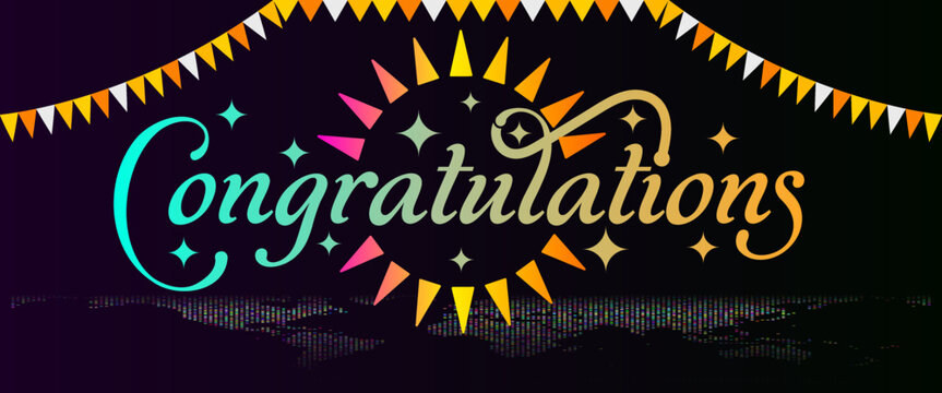 Congratulation typography vector text.  Handwriting congratulation luxury calligraphy word design in unique style for celebration, greeting card, happy birthday, achievement, party, anniversary