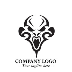 Fototapeta premium Head of Dracula Logo Symbol in Black on the White Background with Horror Minimal Vector Design