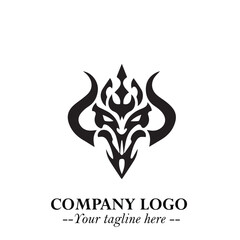 Head of Dracula Logo Symbol in Black on the White Background with Horror Minimal Vector Design