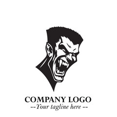 Head of Dracula Logo Symbol in Black on the White Background with Horror Minimal Vector Design