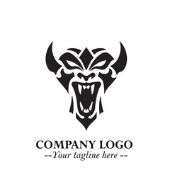 Head of Dracula Logo Symbol in Black on the White Background with Horror Minimal Vector Design