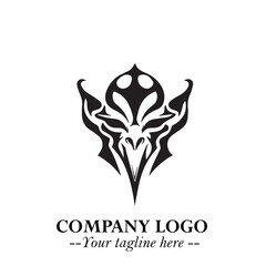 Head of Dracula Logo Symbol in Black on the White Background with Horror Minimal Vector Design