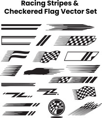 Racing Stripes and Checkered Pattern Collection Car Graphics Motorsport Design Elements Speed Inspired Stripes Set