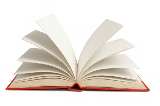 Open book with blank pages flipping, symbolizing knowledge, education, learning, and storytelling