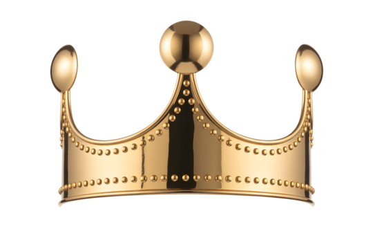 Golden crown royal and elegant headwear isolated on white background - Powered by Adobe