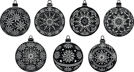 Set of shiny Christmas balls and ornaments for tree decoration during holiday season