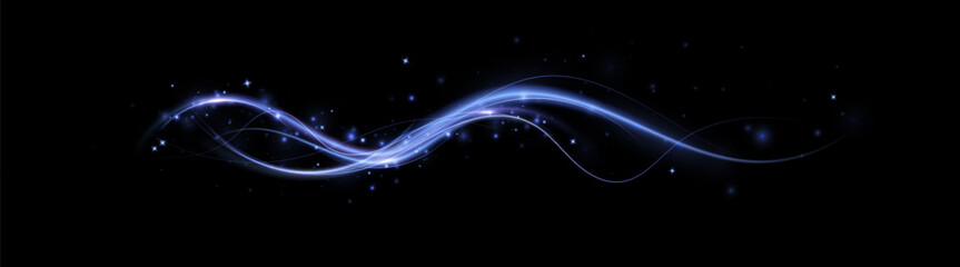 Obraz premium Elegant neon wave with shimmering sparkles and flowing energy light on dark backdrop