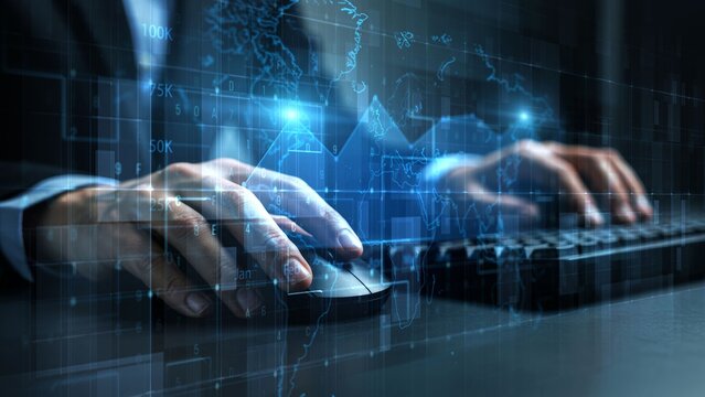 Futuristic Technology and Innovation Concept with Holographic Digital Imagery