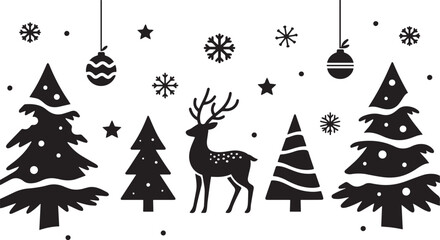 Black and White Christmas Ornament Vector Illustration