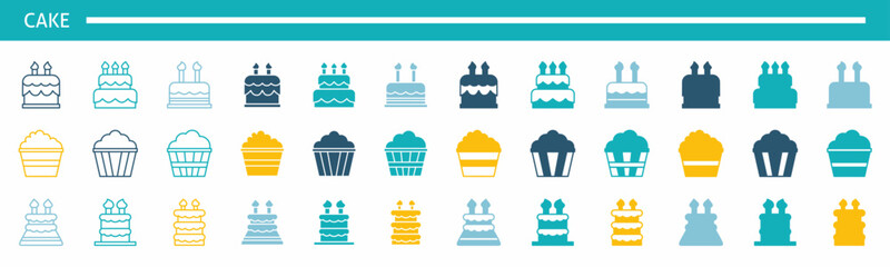 set of colorful cake icons. Stock vector.