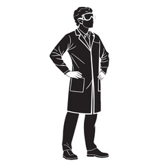 Black science lab technician Silhouette Vector, High Quality Illustration on White Background