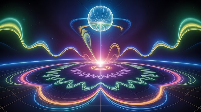 Vibrant psychedelic energy bloom with abstract figure