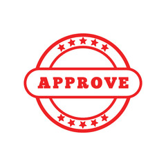 A red approve stamp with a double border on a white background indicating approval and validation